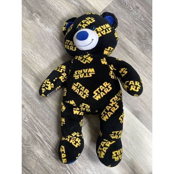 Build A Bear Workshop Star Wars Print Plush 17" Teddy Bear BAB Black Yellow - Picture 1 of 5